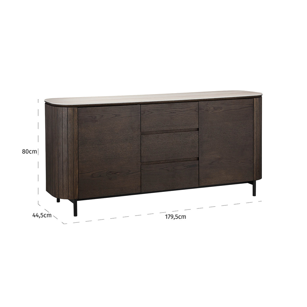 Dressoir Ritz 2-portes 3-tiroirs (Marron)