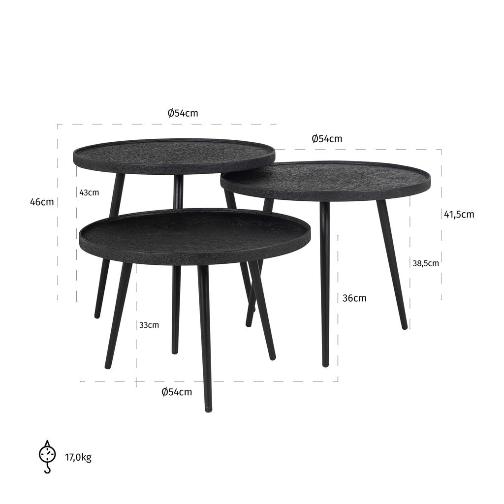 Salontisch Oxford Set von 3