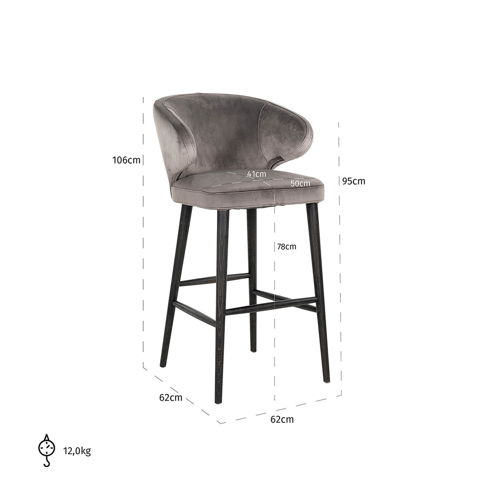 Indigo stone velvet bar stool