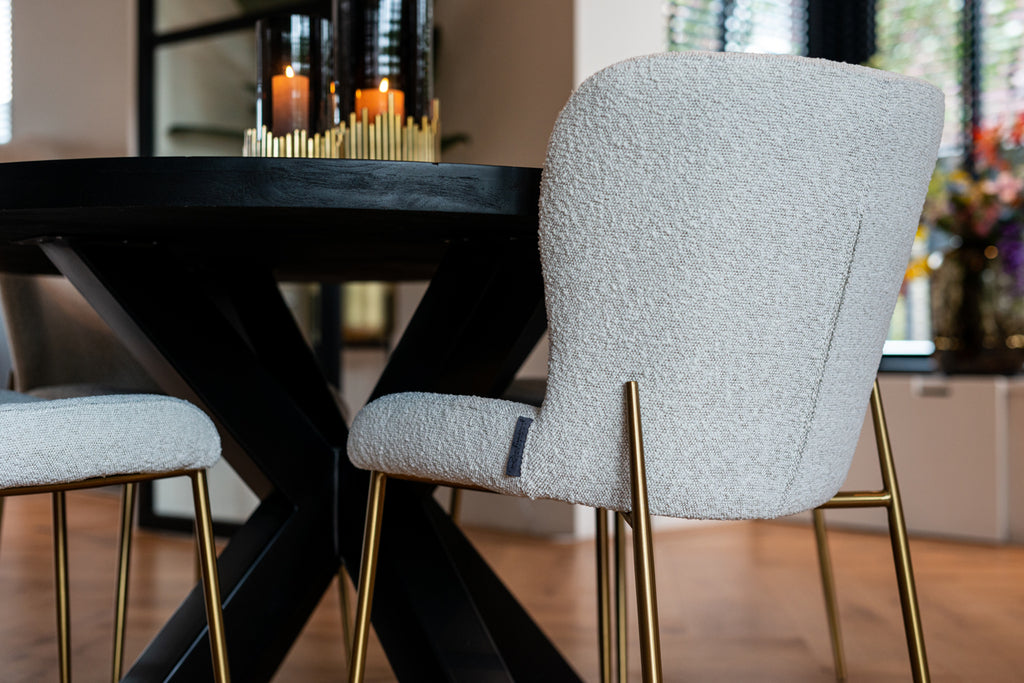 Stoel Odessa white curly / brushed gold