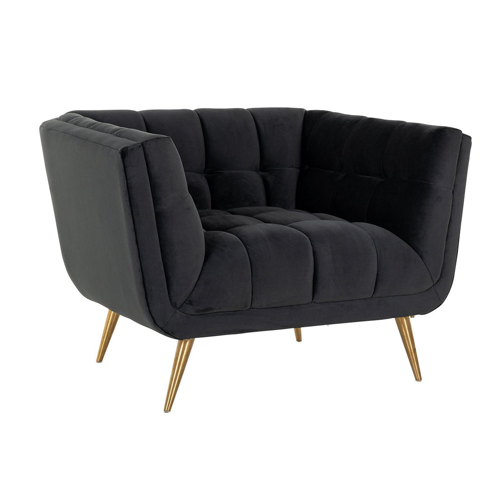 Fauteuil Huxley Antraciet velvet / Brushed gold