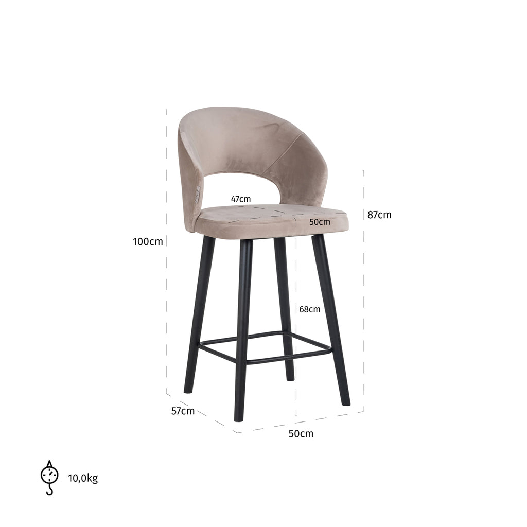 Tabouret Savoy en velours kaki