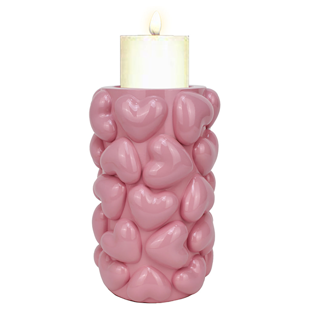 Candle holder Emel large hearts (Pink)