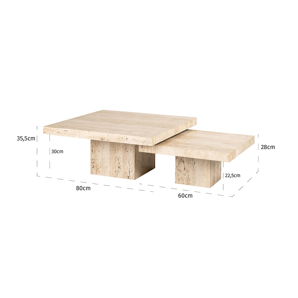 Coffee table La Cantera square set of 2