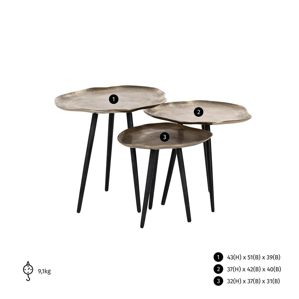 Couchtisch Volenta 3er Set Champagnergold
