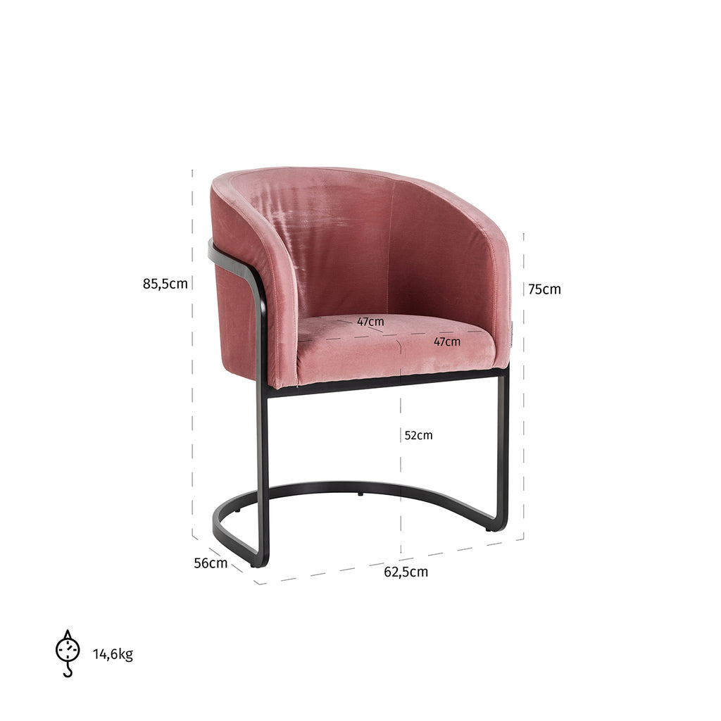 Stoel Chiara blush velvet (Genova 706 Blush)
