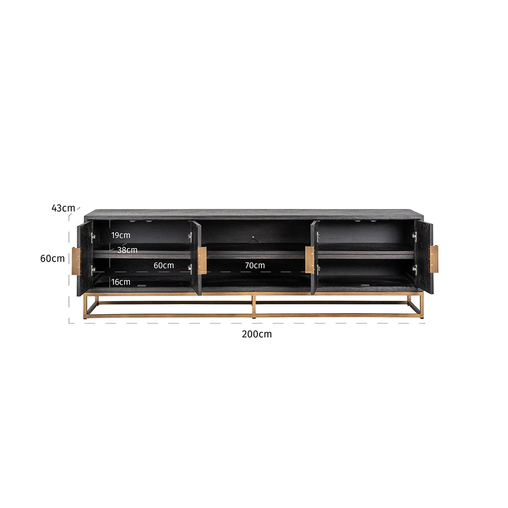 TV-Sideboard Blackbone Messing 4-türig 200