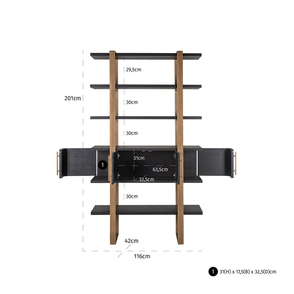 Wandkast Cambon 4-deuren 4-planken